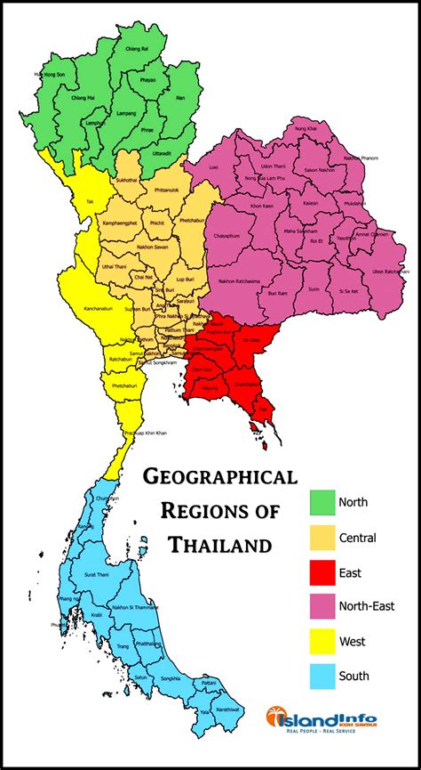 Thailand: Regions, Provinces, Districts, Major Cities and .